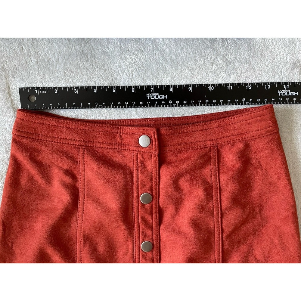 Rust Faux Suede Mini Skirt Y2K Boho Size S Indie Sleaze Pumpkin Spice Western - Picture 4 of 5